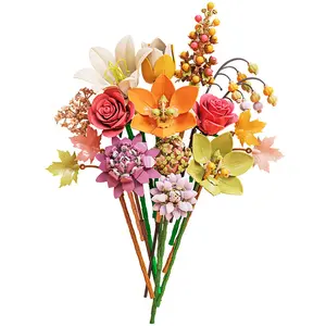 Pink Roses Floral Building Set, Botanical Collection Adjustable Shapes Building Blocks Toy for Adults & Kids 6+, Decorative Floral Ornaments, Ideal Gift for Mother's Day & Birthday