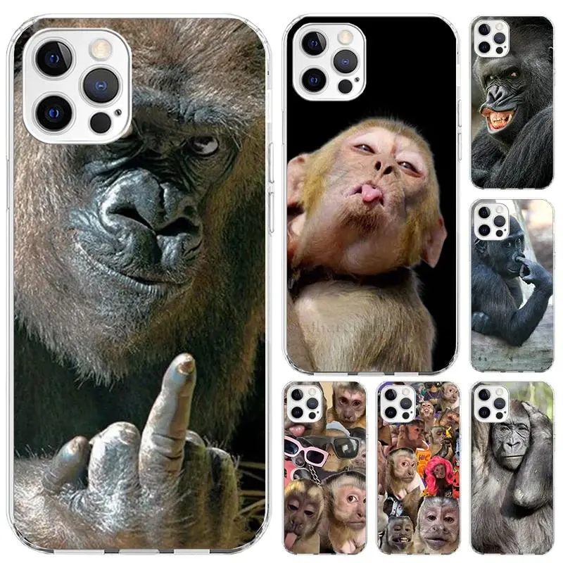 Funny Monkey Meme Soft Mobile Phone Casing, Multi-Models Protective Cellphone Casing for iPhone 11-17 Pro Max/Plus & Samsung Galaxy S23-S25, Stylish Cellphone Accessory Smartphone Cover Scratch Guard