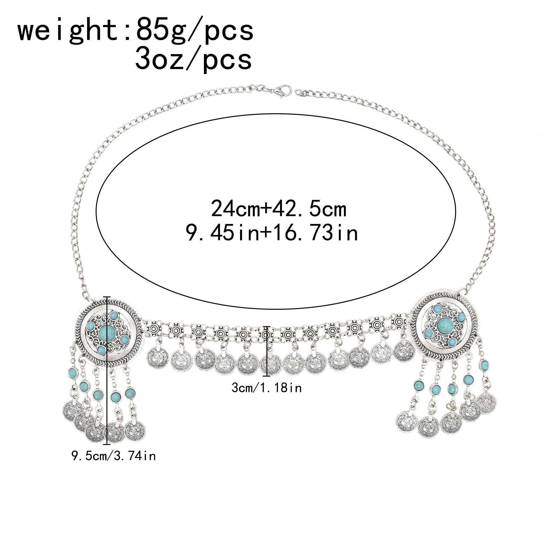 Traditional Kazakhstan Ethnic Coins Bracelet Hair Accessories  for Women Vintage Nepalese Tibetan Clothing Headwear Jewelry Set