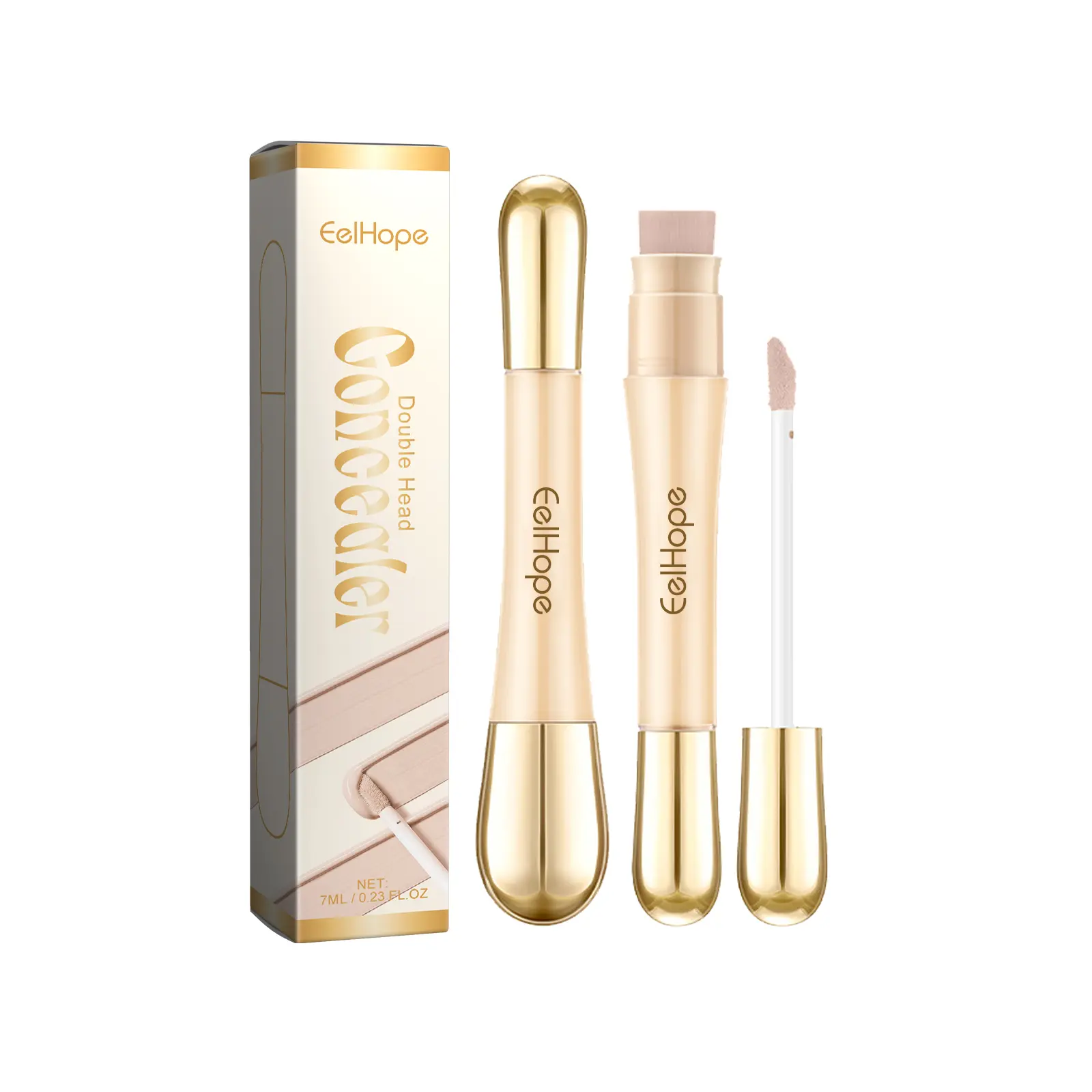 2-in-1 Dual-Head Concealer Stick with Built-in Sponge Brush, Waterproof Hydrating Hyaluronic Acid Makeup for Daily Dark Circle, Acne & Blemish Coverage, Blendable Flawless Portable Face Concealer, Silky, Dark Circle Fix, Face Makeup, Apply Stick