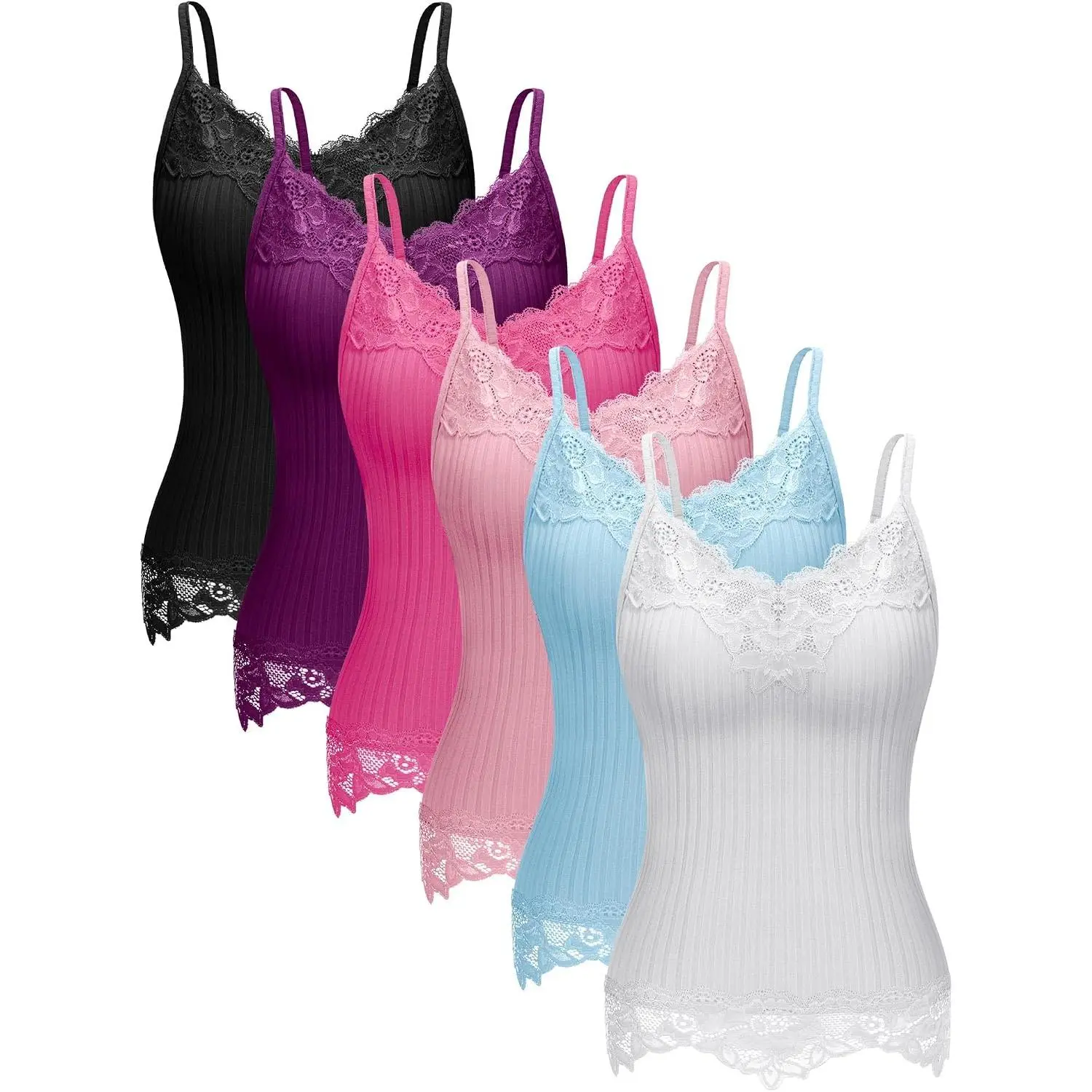 Women's Long Lace Tank Tops lace Camisole Patchwork Tops for Women