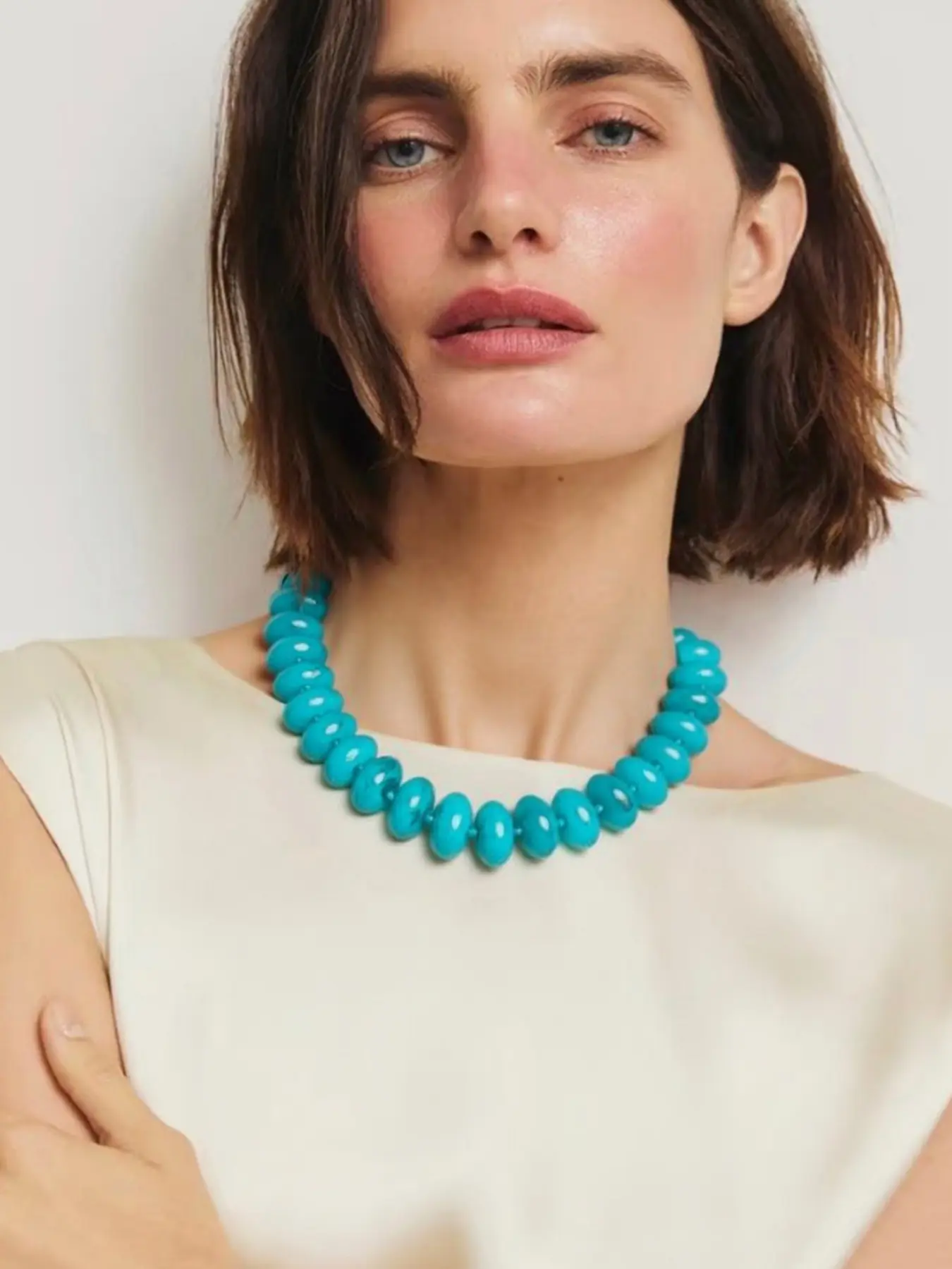 Bohemian Chunky Flat Oval Beaded Choker Necklace, Beaded Dopamine Necklace, Bold Geometric Disc Acrylic Statement Collar Necklace, Vibrant Color Eye-Catching Jewelry, Adjustable Chain Neck Accessories for Summer Vacation, Beach Party & Daily Wear