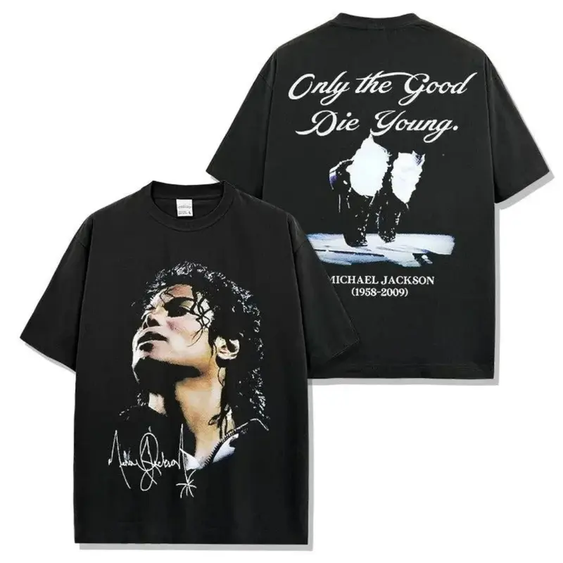 Vintage Michael Jackson Music Tee Vintage Rock retro T-shirt Summer Pure cotton Men's T-Shirt Kid's Clothing Tee Y2k Woman ﻿
