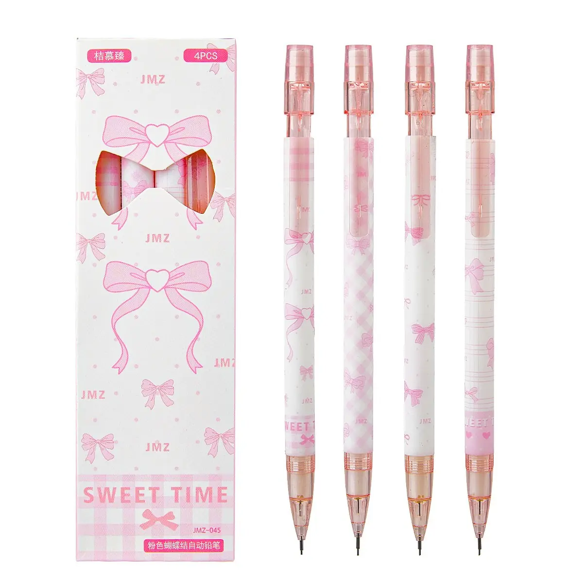 4pcs Bow Mechanical Pencil Set 0.5mm, Cute Kawaii Retractable Pencil, School Office Supplies, Smooth Writing, Perfect for Students and Professionals, Kawaii Design