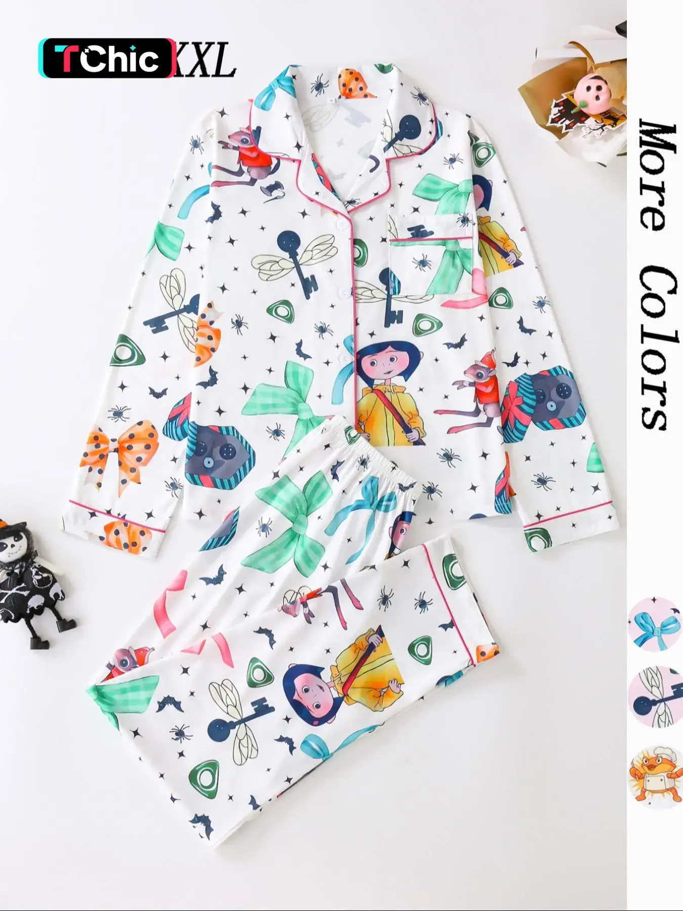 Women's Button Pajama, Casual Comfy Knit Print Long Sleeve Top & Pants PJ Set, Ladies Sleepwear for All Seasons, Loungewear, Loungewear Pjs Set, Pajamas Lounge Set