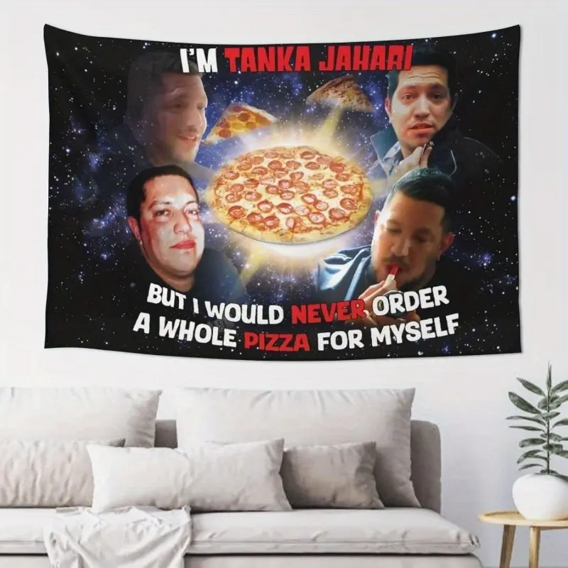 1pc of Sal Vulcano - I'M Tanka Jahari, But I Would Never Order a Whole Pizza for Myself. A Fun Tapestry for Wall Decoration, Perfect for College Dorm Rooms, Comes with a Free Installation Kit Y2K Indie Room Decor Wall Tapestry