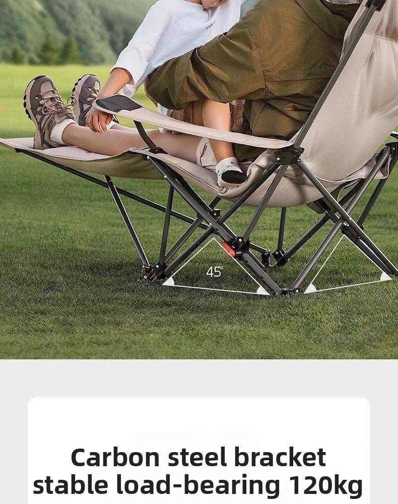 Foldable 4-Position Adjustable Lounge Chair with Armrests Thickened for Outdoor Indoor Use Portable Recliner for Camping Office Resting