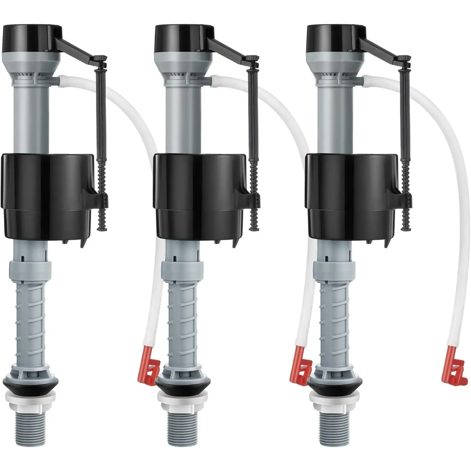 3-Pack Universal Toilet Fill Valve Replacement Kit with G15/16 Inlet, POM+PP Material, Height-Adjustable, Leak-Proof, Easy-to-Install Toilet Tank Flusher Repair Solution