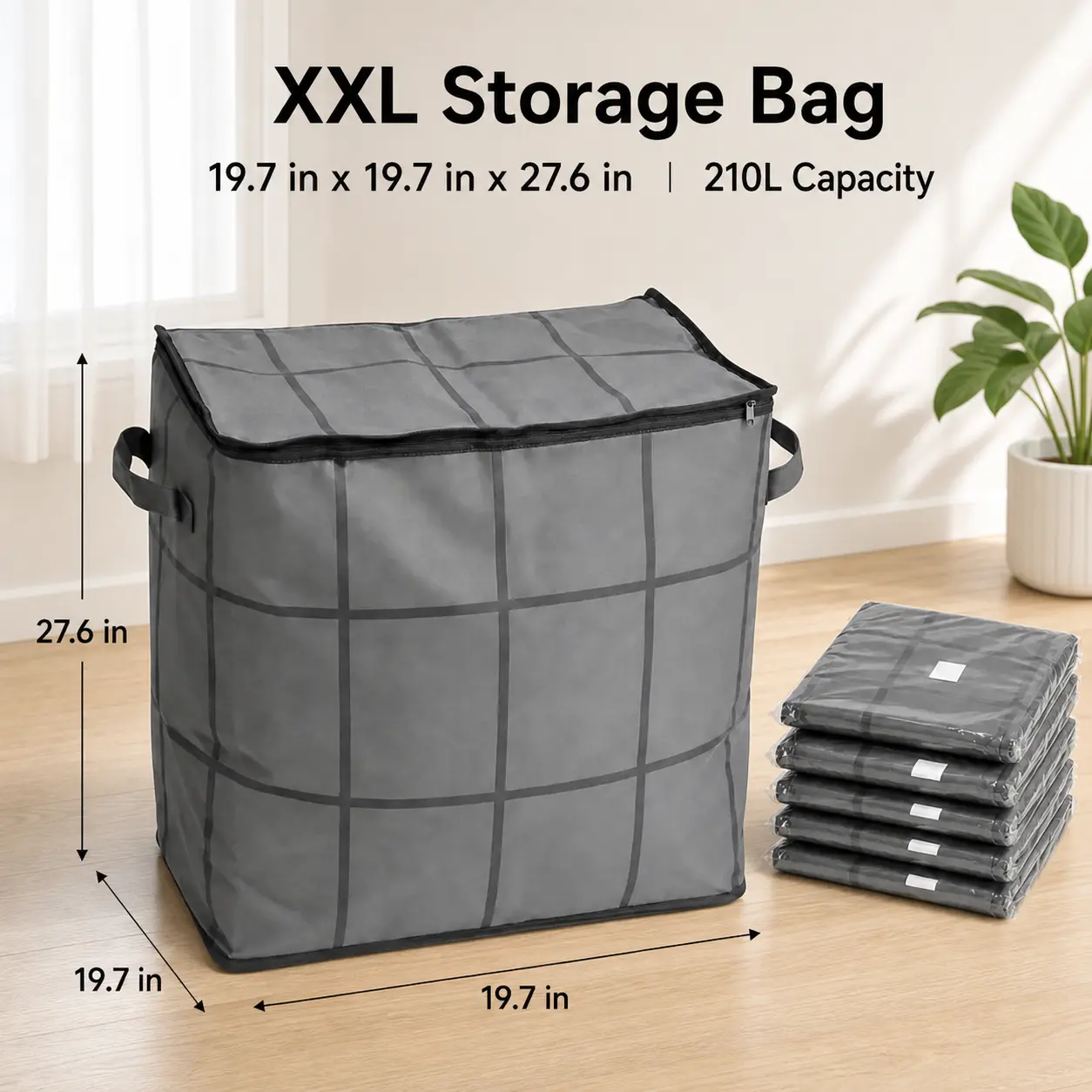 Large Capacity Moving Storage Bag, Fabric Organizer for Quilts, Bedding, Blankets & Sweaters, Spacious Clothes Storage Container for Closet, Bedroom and Home Organization reusable