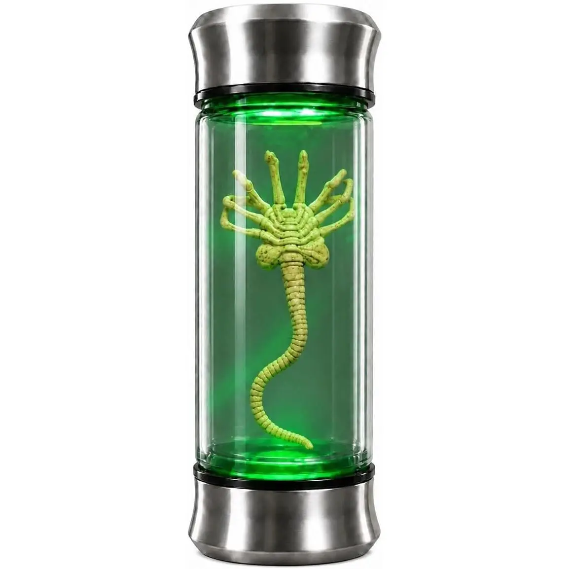 LED Lighted Gothic Sci-Fi Alien Creature Popcorn Bucket with Geometric Accents, Home Decor Storage Container, Halloween Party Décor Accessory, Ideal Gift for Gothic Enthusiasts, Led Lighting