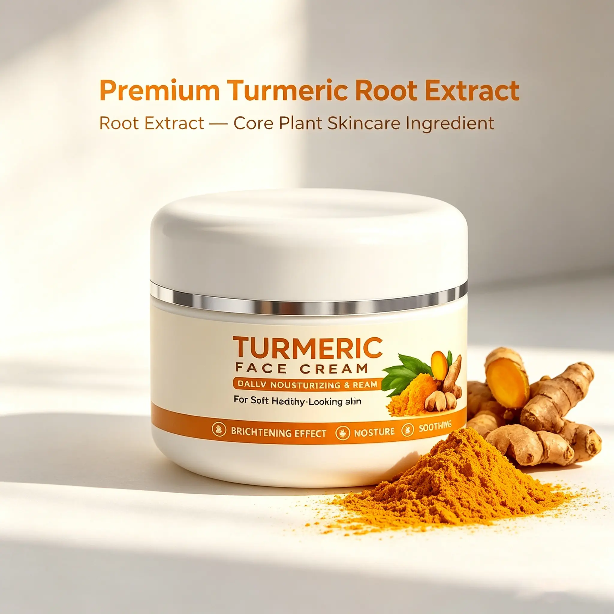Large 100g Turmeric Face Cream, Turmeric Skin Lotion for Even Glowy Complexion, Turmeric Cream & Soap Bundle with Free Foaming Net, Deep Hydrating, Soothing, Brightening Nourishing Daily Care for All Skin Types, Mild Gentle Formula
