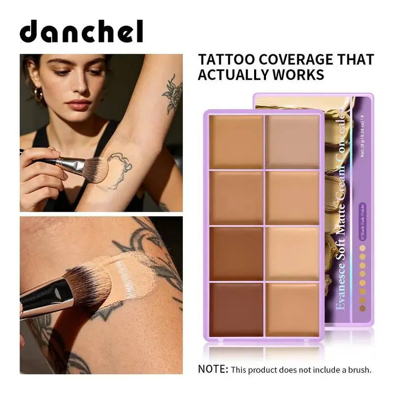 8 Colors Concealer Palette, Waterproof Facial Contouring Makeup Palette, Face Concealer, Covers Acne, Dark Circles & Tattoos, Long Lasting Concealer Cream, Makeup Gift, Scar Concealer, Concealer For Scars, Coverage