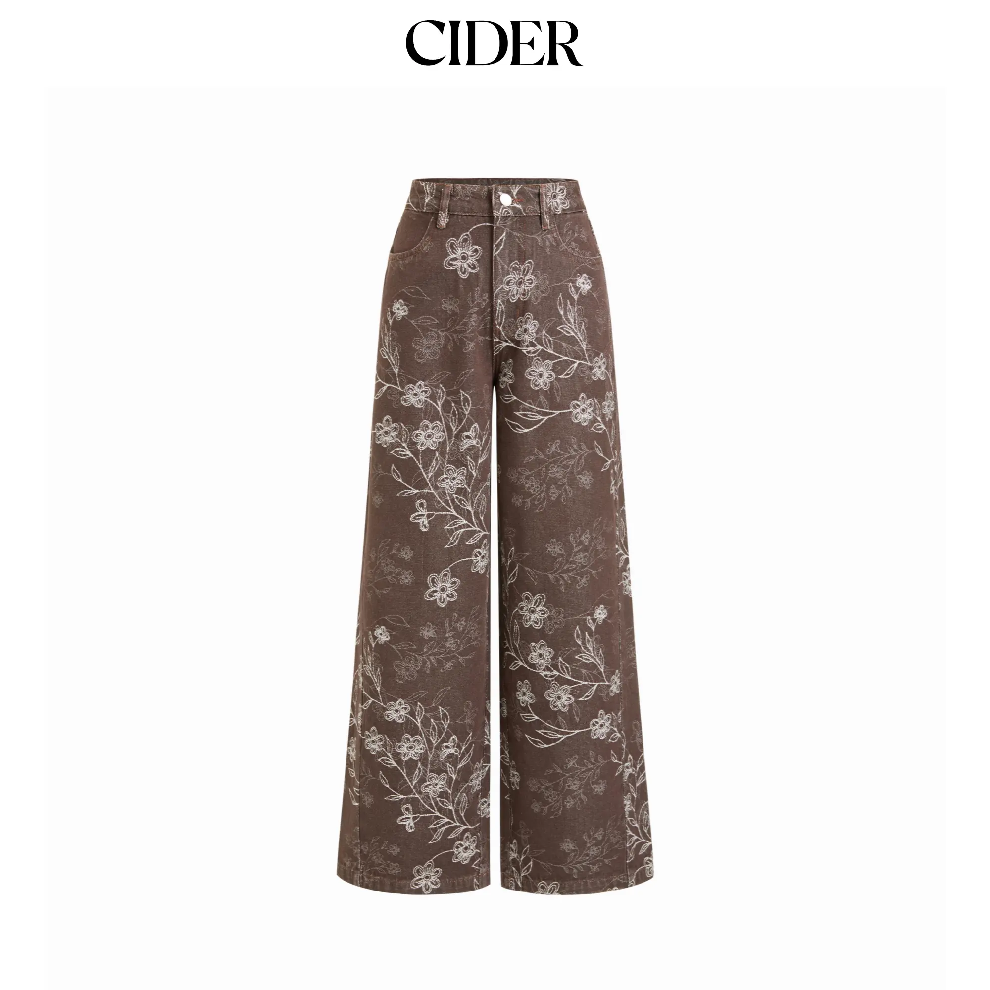 Cider Cotton-blend Low Rise Floral Wide Leg Trousers