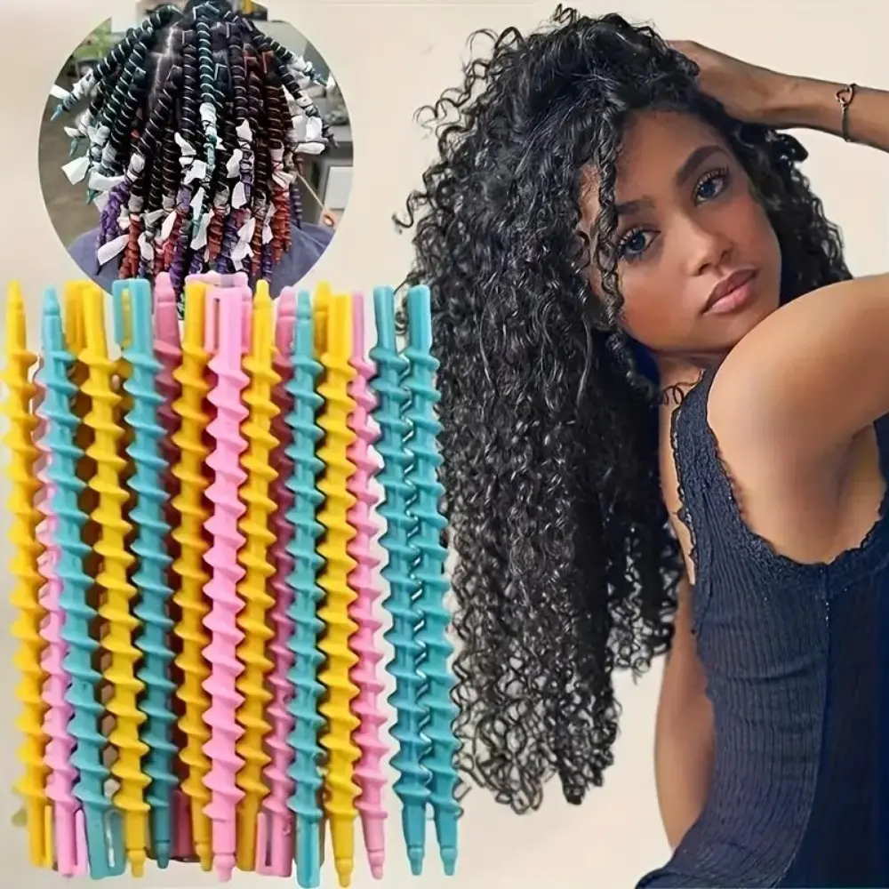 15 Pcs Spiral Hair Curlers for Heatless Curls, Soft Flexible Styling Rods for Women & Teen Girls, No Heat Damage Overnight DIY Hairstyle Kit, Spiral Shape, Natural Curls
