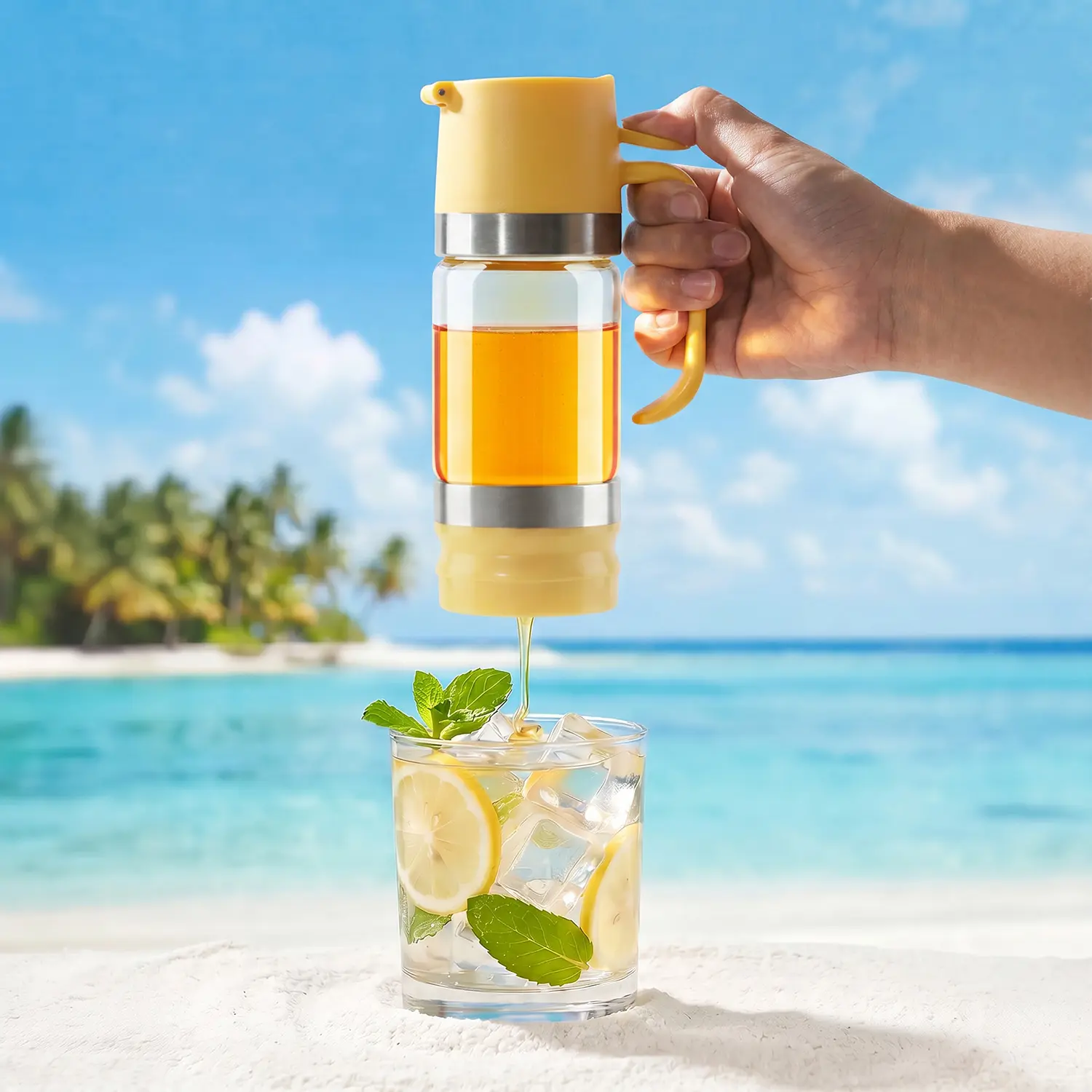 Glass Honey Dispenser - Kitchen Preserving Container, No-Drip Leak-Free Design with Handle, Controlled Flow, Refillable, Dishwasher Safe, Maintains Food & Beverage Freshness, Easy to Clean for Daily Use, Maintains Freshness