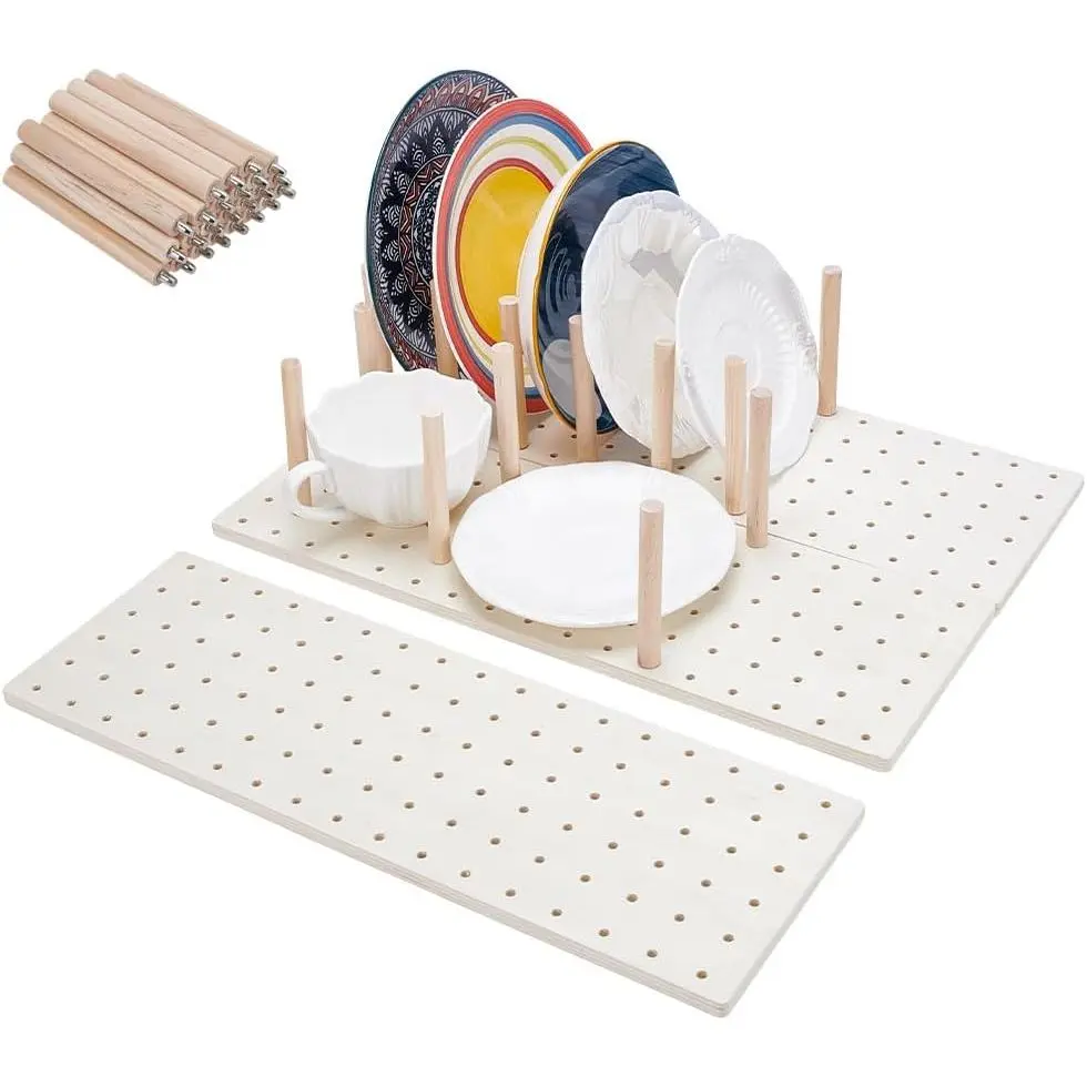 3 Set  Pegboard Drawer Organizer for Kitchen | Adjustable Design 24 Pegs Included Fits Drawer Stores Tableware Dishes Pots Cookware Utensils 5.79 X 17.13 In