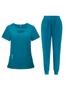 Men's Clinical Laboratory Pet Hospital Scrub Set Health Check Nurse Uniform Top and Pants Workwear Set