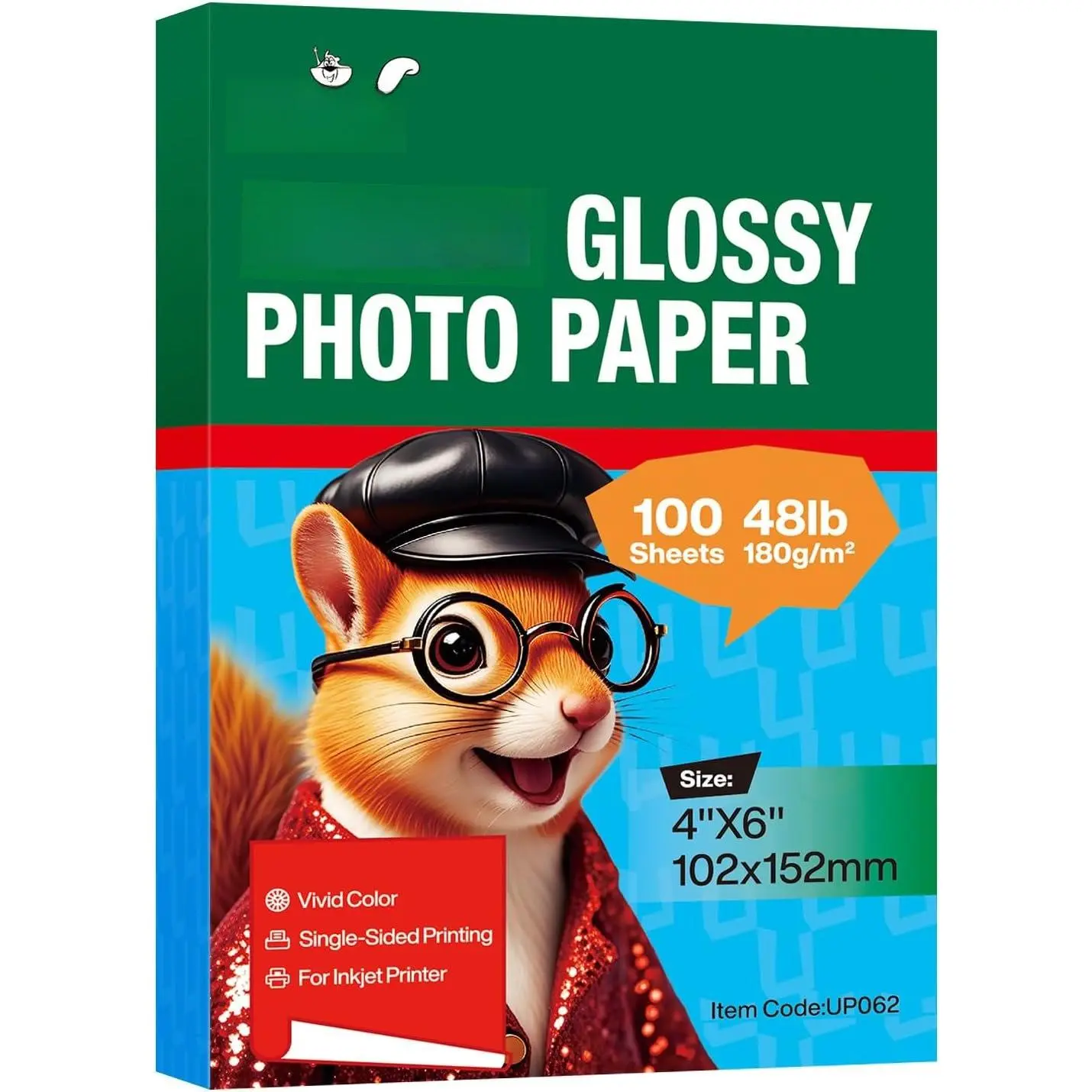Glossy Inkjet Photo Paper - 4x6 Inch, 48lb 180gsm, 100 Sheets - Professional Photographic Quality, Dye Ink Compatible, High-Gloss Finish for  Memories &  Prints
