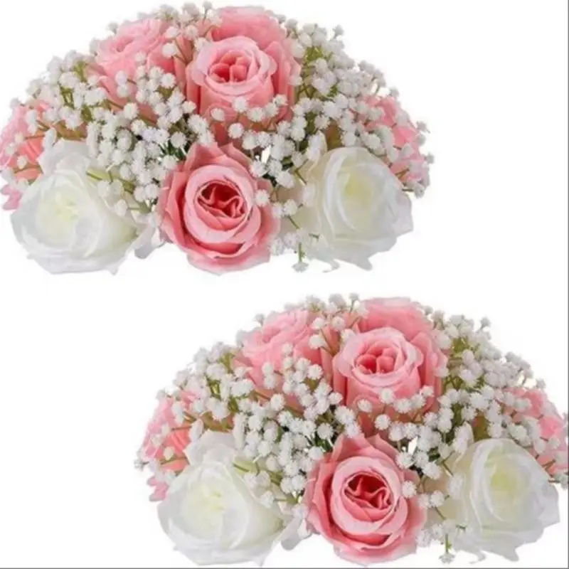 2-piece star-shaped imitation rose flower arrangement for wedding table center decoration, wedding arch imitation flower bouquet, background wall decoration for banquet activities with fake flower pieces. Perfect home decoration for Thanksgiving and Chris