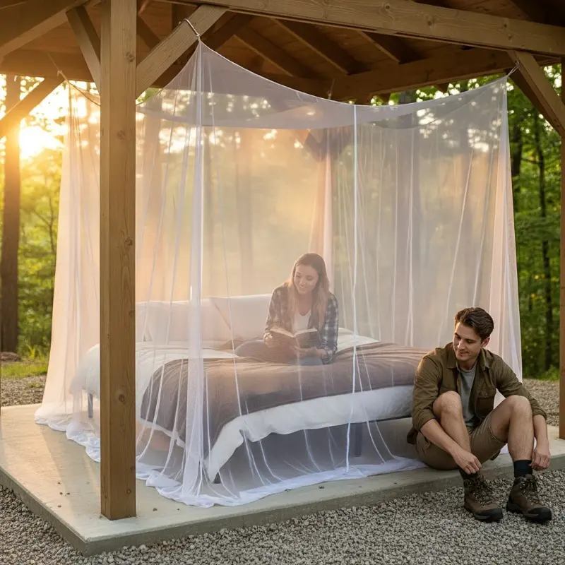 2.2x2x2m Premium Camping Mosquito Proof Net Tent - Indoor/Outdoor  Use, Single-Side Double Doors, Breathable Fine Mesh Anti-Mosquito Bug Screen, Quick Easy Assembly & Disassembly for Camping/Hiking/Yard/Bedroom