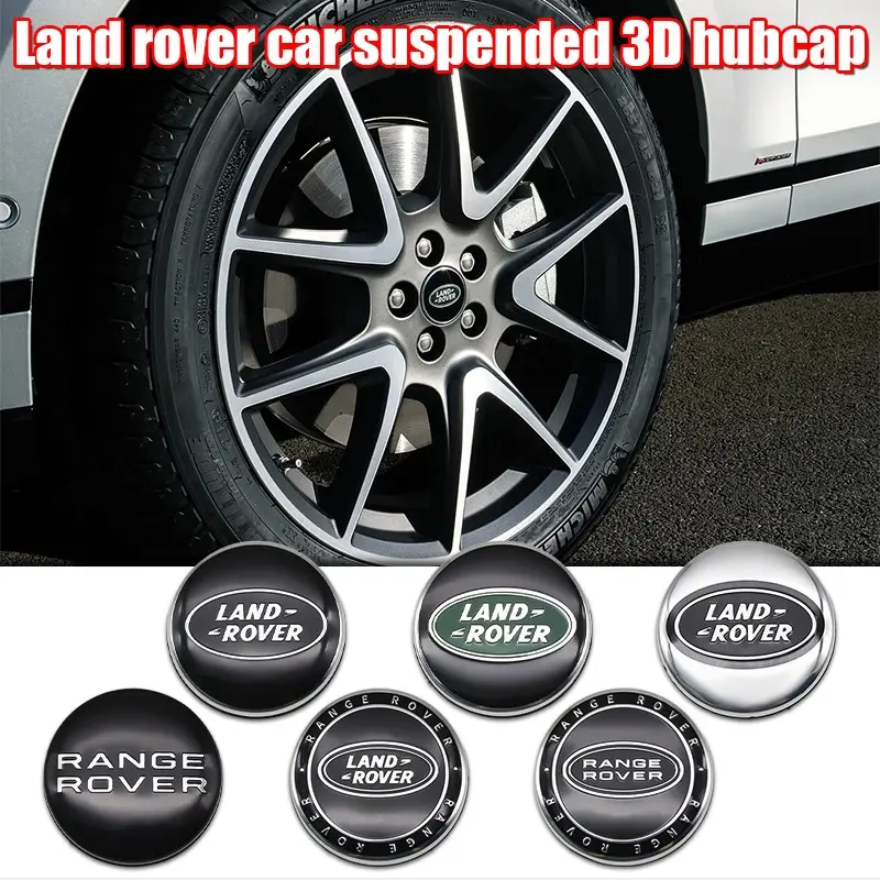 4PCS Floating Wheel Center Hub Caps Set 60mm 2.36 Inch, Self-Leveling Non-Rotating Wheel Rim Cover Badge 4-Pack, Car Accessories, Compatible with Land Rover Range Rover Sport Evoque Velar Discovery Defender