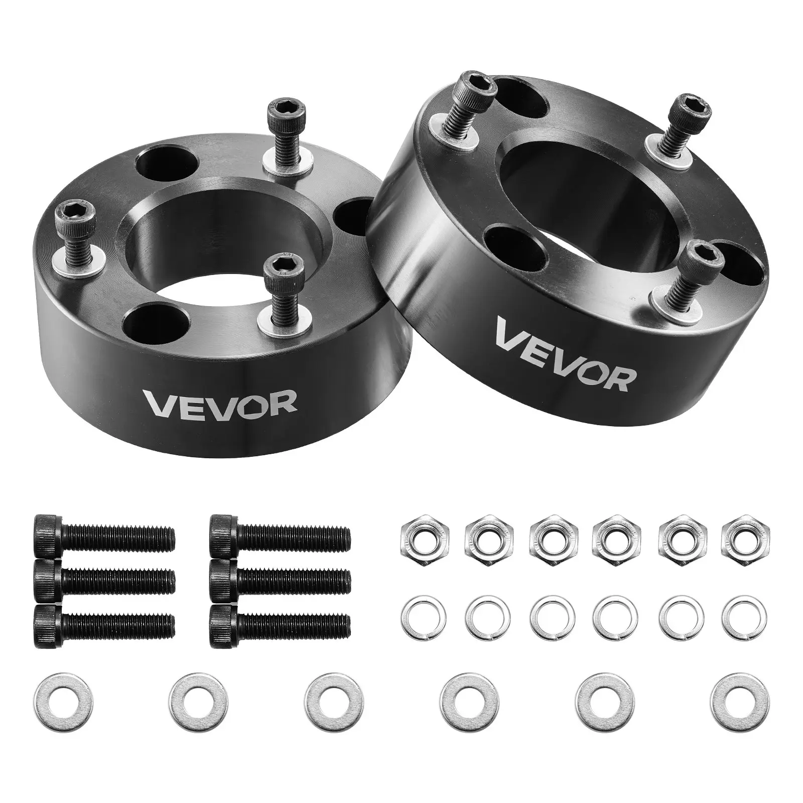 VEVOR 3 Inch Front Leveling Lift Kit for 2004-2025 Ford F150 2WD/4WD, 2003-2018 Expedition, 2005-2008 Lincoln Mark LT, Chassis Level Kit with 2PCS Heavy Duty Forged Aluminum Suspension Strut Spacers, Chassis Lift, Cnc-Machined