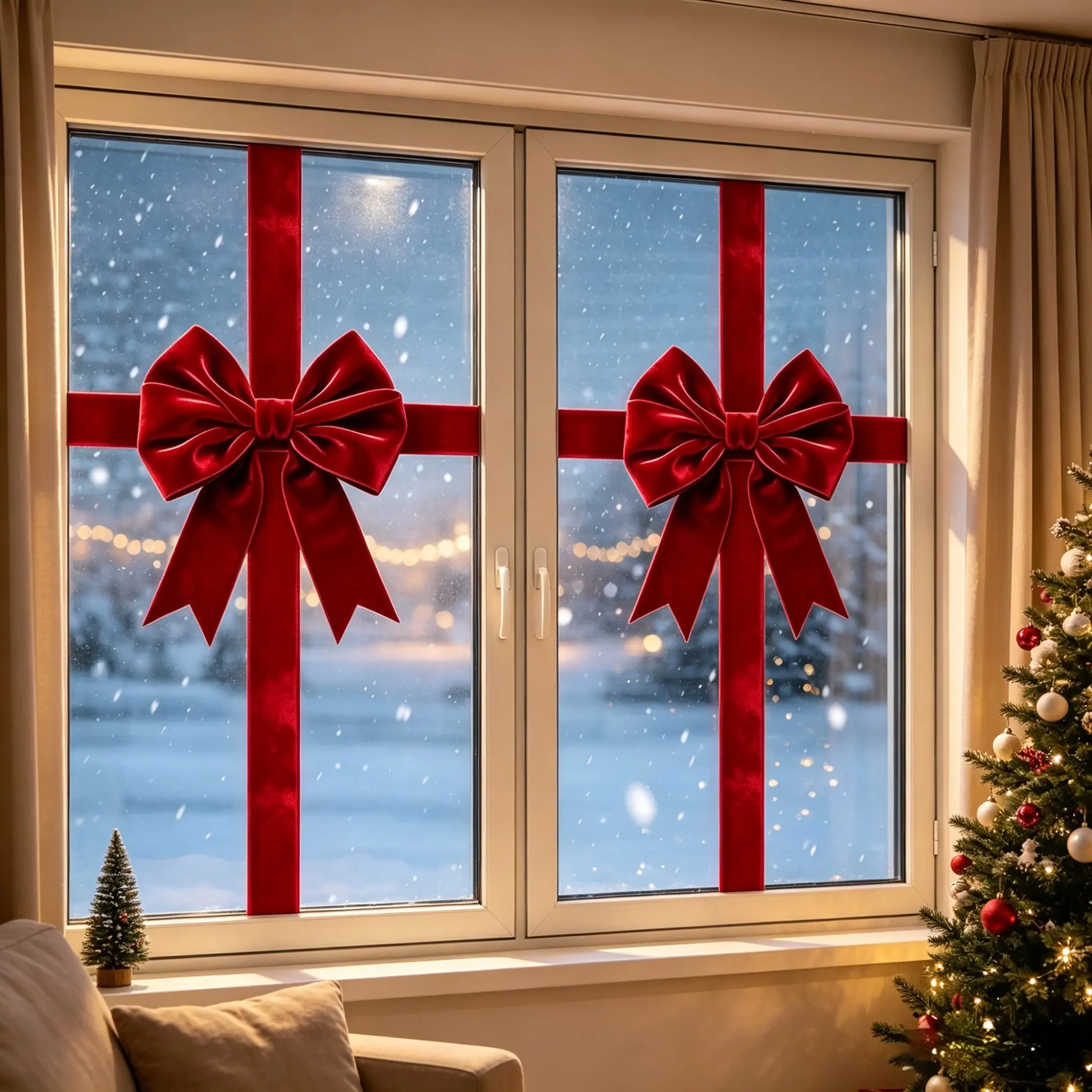 40x70cm Bow Window Sticker, Static Adhesive Glass Decoration, Removable Window Decal, Christmas Home Decor, Mall Display, Festive Atmosphere