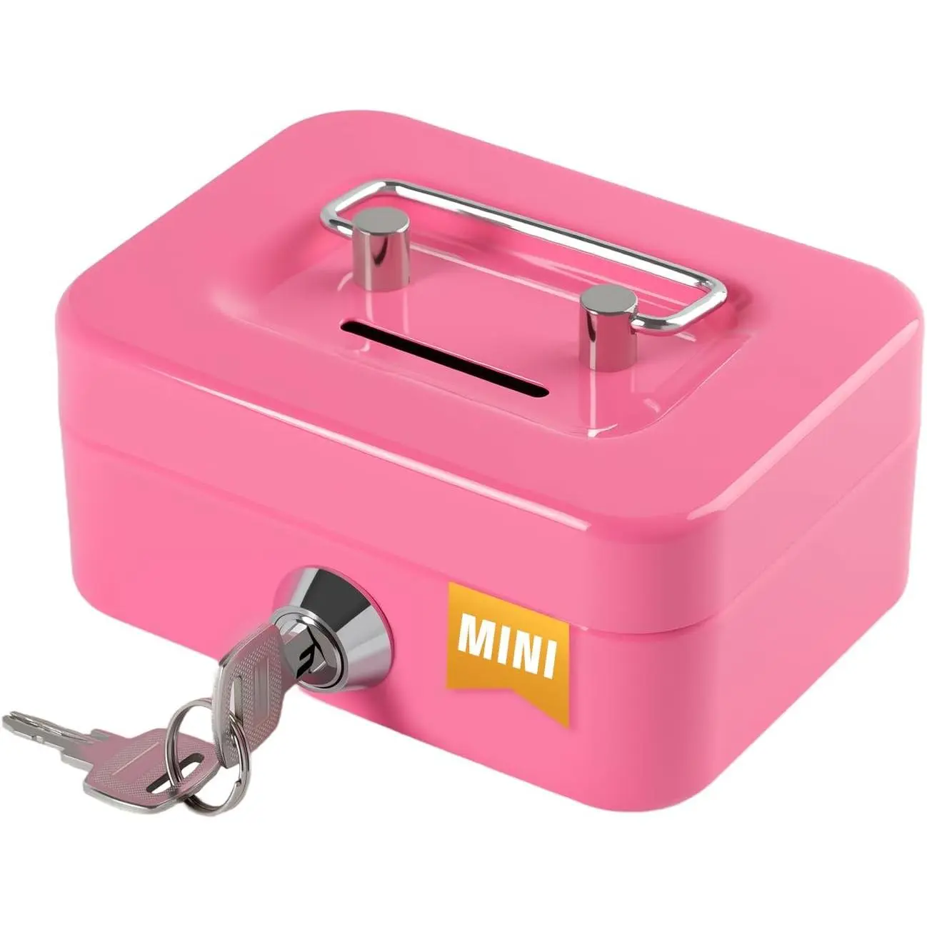 Lockable Piggy Bank Money Safe Box - Small Cute Portable Secure Lock Box with Slot, 4.5"x3.4"x2.4" Home Supplies Home Decor Accessory