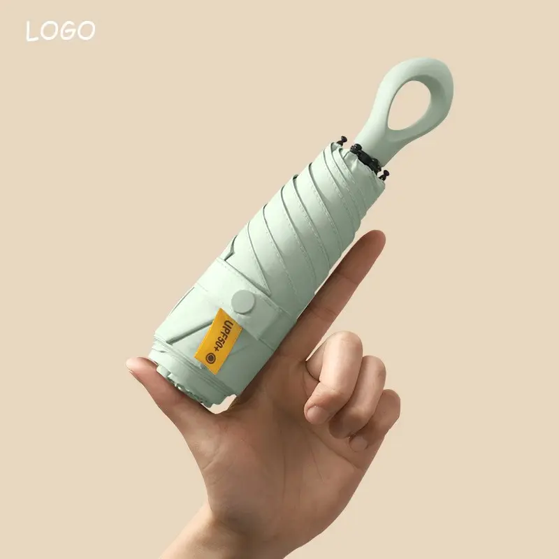 Mini Classic 5 Fold Custom Logo Umbrella, Anti UV Coated, Foldable Manual Capsule, Business Rain Pocket, Portable Design