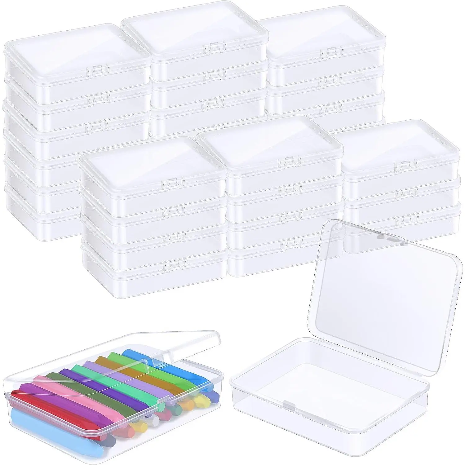 Plastic Crayon Box Bulk Clear Crayon Holder with Lid Crayon Organizer Case Crayon Storage Containers for Students School Office Supplies