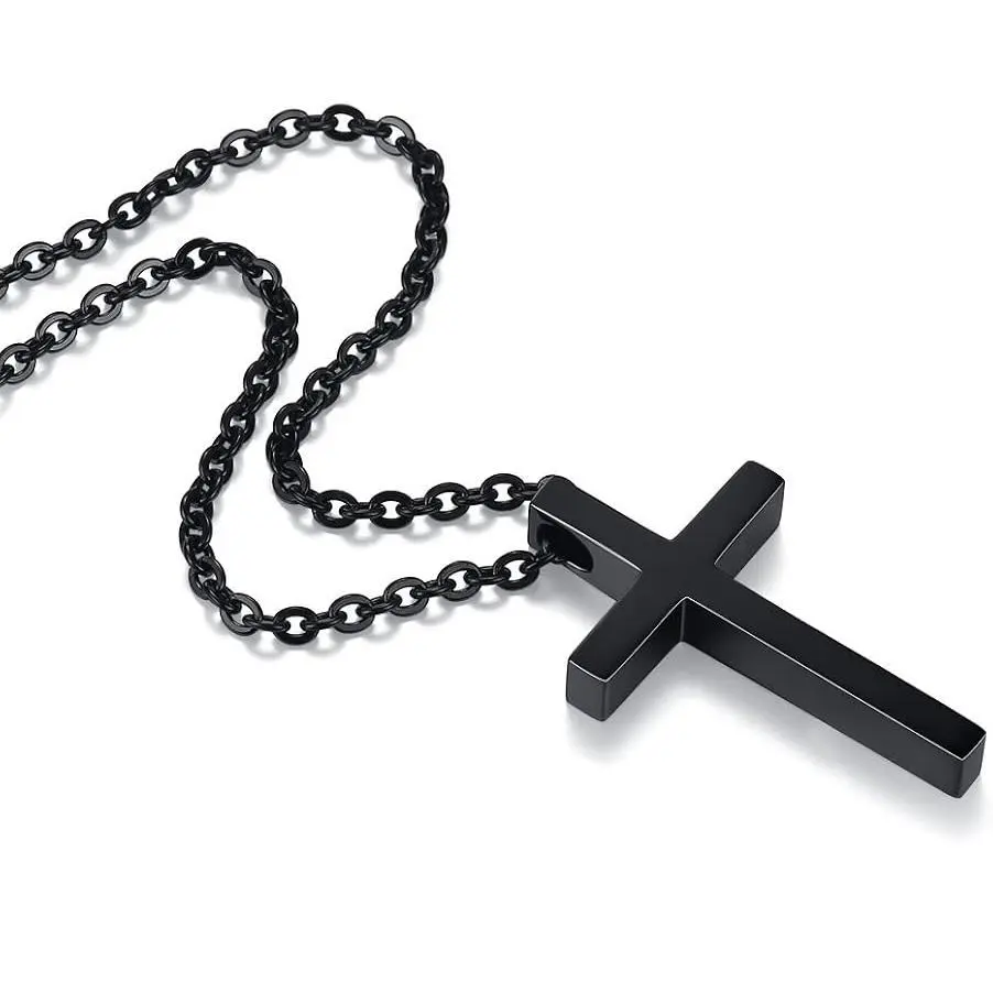 Stainless Steel Cross Necklace for Women and Men, Simple Polished Pendant with Adjustable Chain, Waterproof Hypoallergenic Jewelry Gift, Necklaces For Women, Durable, Fathers, Adjustable Length Necklace, Faith Pendant Necklace