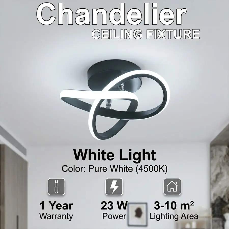 LED Ceiling Light, Black/White/Gold/Silver - 24 cm - 23 W - White Light - Wired for direct connection to the circuit, suitable for bedrooms, hallways, entryways, offices, and indoor lighting. Clover-patterned ceiling light Ceiling Lamp