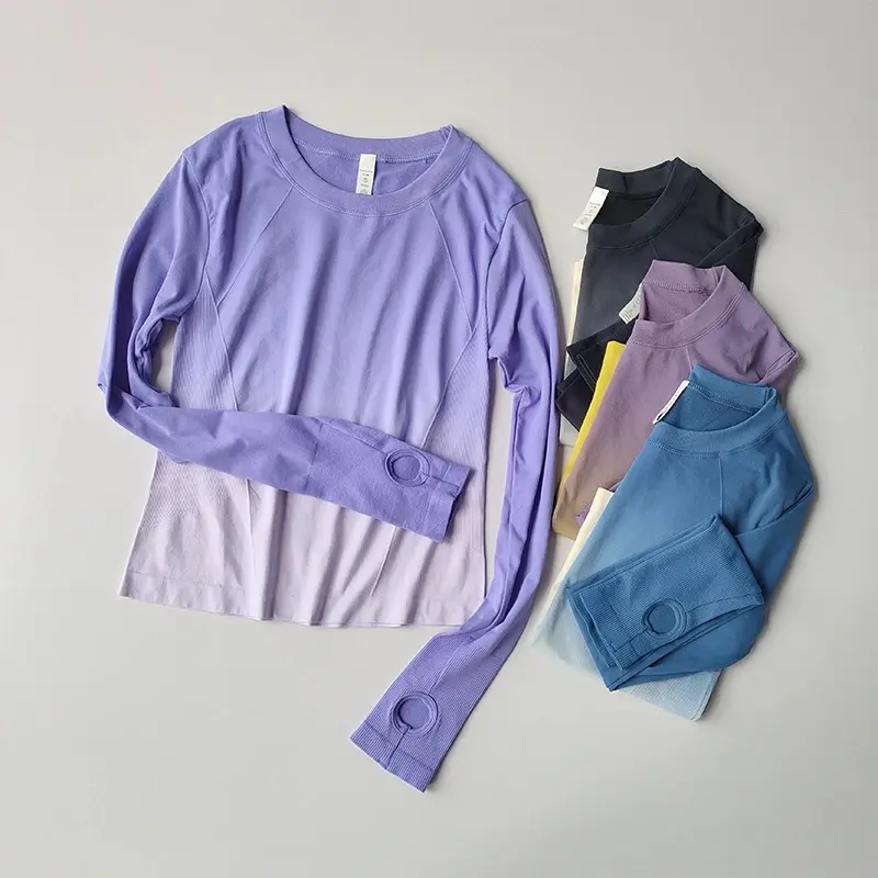 Women's Compression Shirt - Gradual Slimming Long-Sleeve Tight Nylon Fabric Yoga Wear, Quick-Drying Moisture-Wicking Sporty Sports Tops for Fitness Training, Club Use