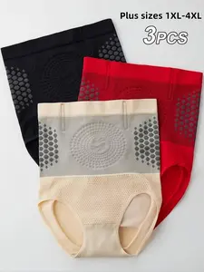 Women's Plus Size High Waist Shapewear Set, Abdominal Control & Hip Lifting, Breathable Mesh Design, Seamless Body Sculpting Panties