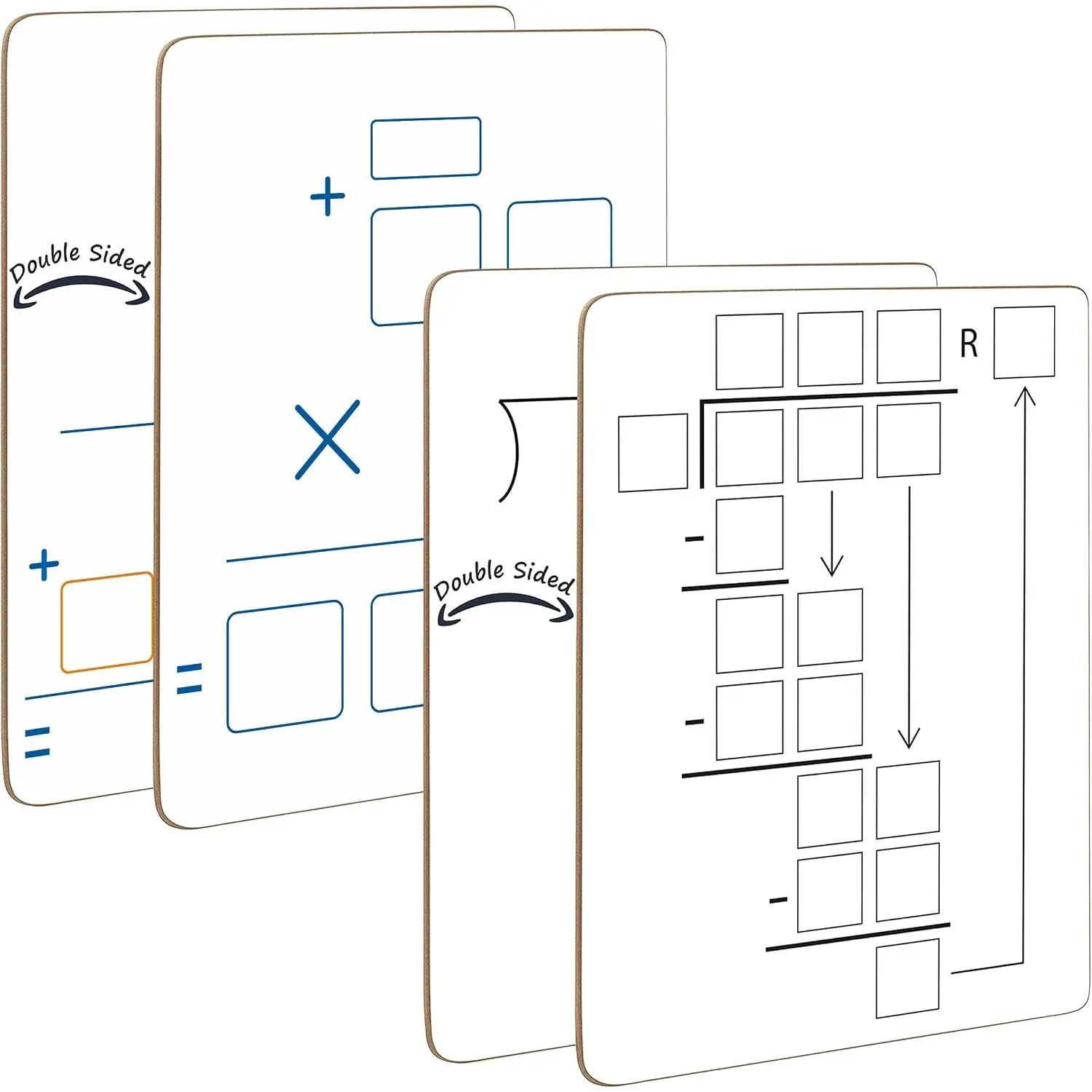 Dry Erase Multiplication & Division Board 9"x12" Double Sided Practice Whiteboard with 2x1 & 2x2 Digit Multiplication for , School, Classroom, , Students Math Manipulatives Lapboard
