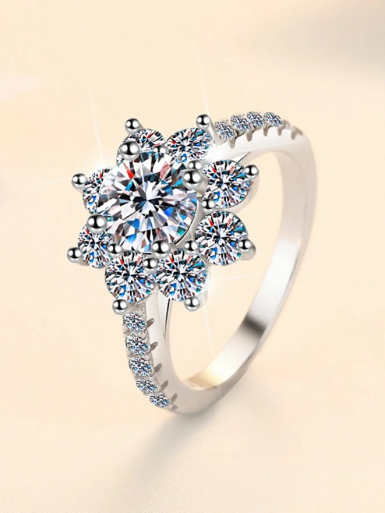 925 Sterling Silver Sunflower Ring for Women, 1 Carat Zircon Stone, High-Quality Jewelry, Perfect Gift for Engagement Wedding Party