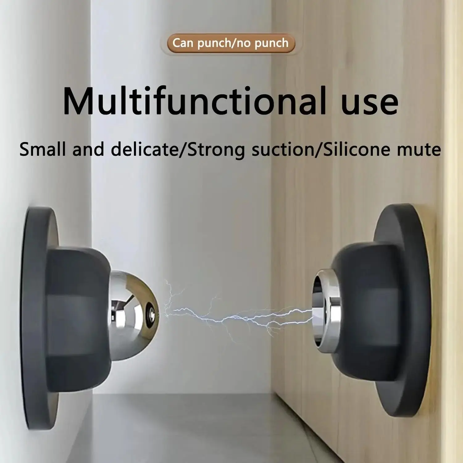 Magnetic Door Stopper, Anti-collision Windproof Door Stopper, Free-punch Installation Door Suction Holder, Universal Door Hardware for Home Office, Resist Strong Winds