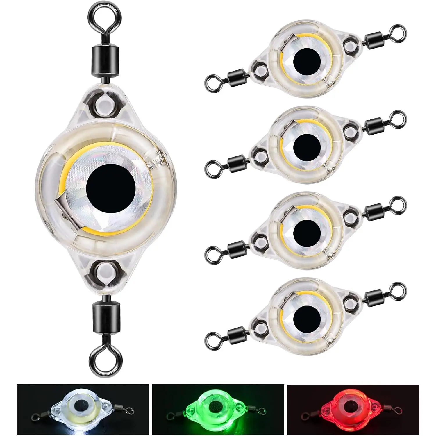 5PCS LED Underwater Deep Drop Fishing Lures LED Lighted Bait Flasher Fish Eye Attractive Light Bait Lure Lamp