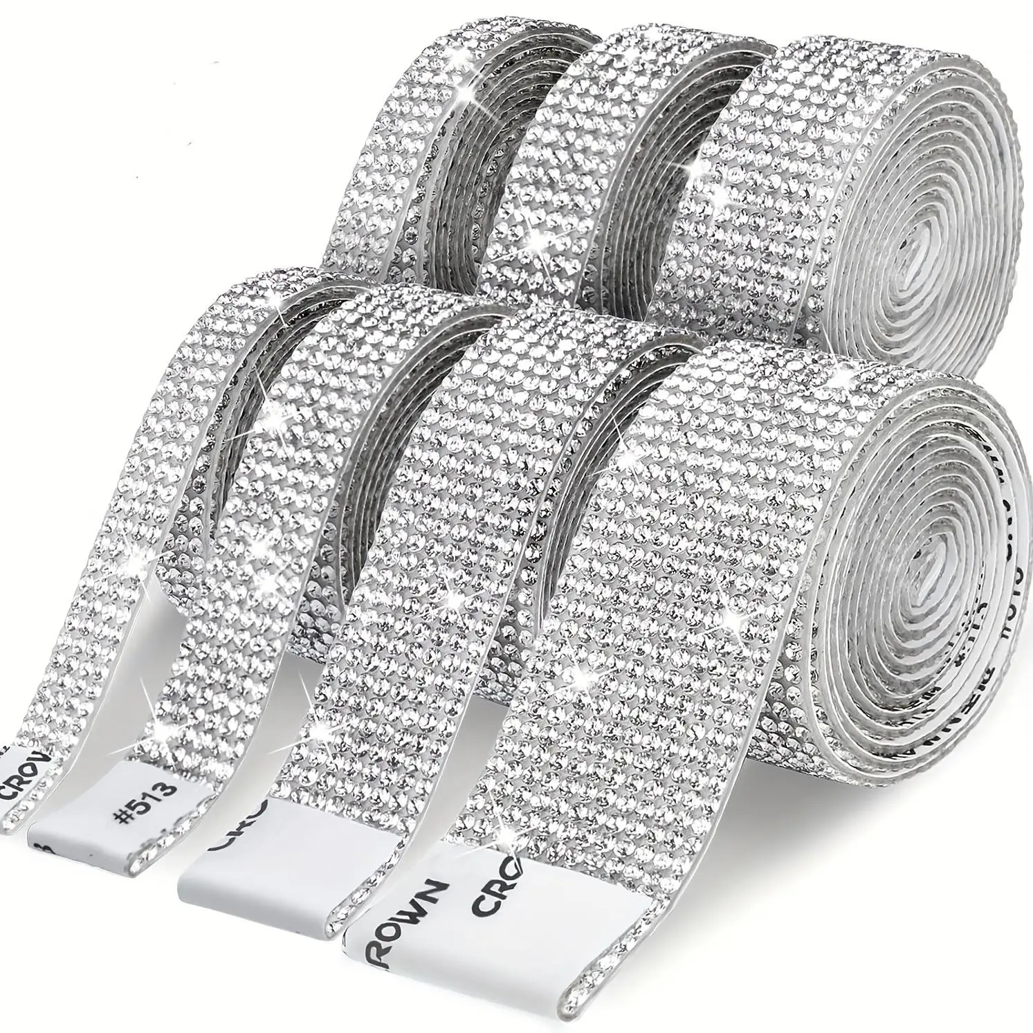 White Sparkling Rhinestone Sticker Roll, 2mm Crystal Gemstone Tape for DIY Crafts, Wedding, Car, Phone Decoration - Multiple Sizes