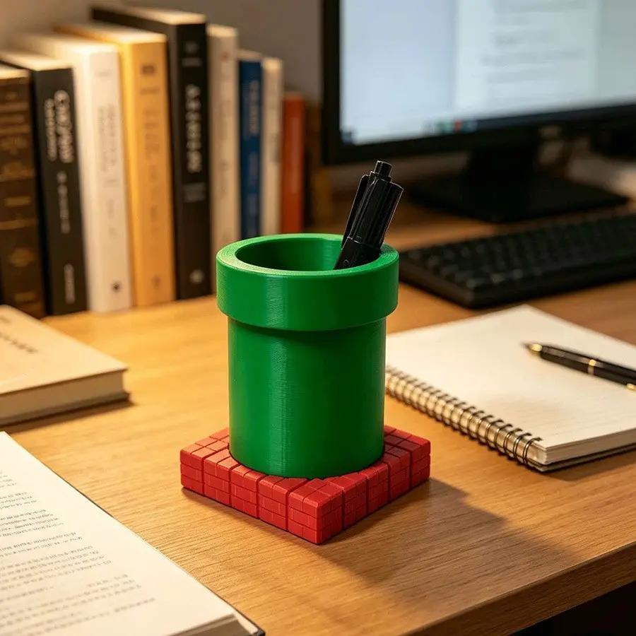 Creative Pen Holder Organizer, Game Style Tube Brick Design, Ideal Desktop Organizer and Decorative Stationery, Perfect Gift for Gamers, Desk Accessories