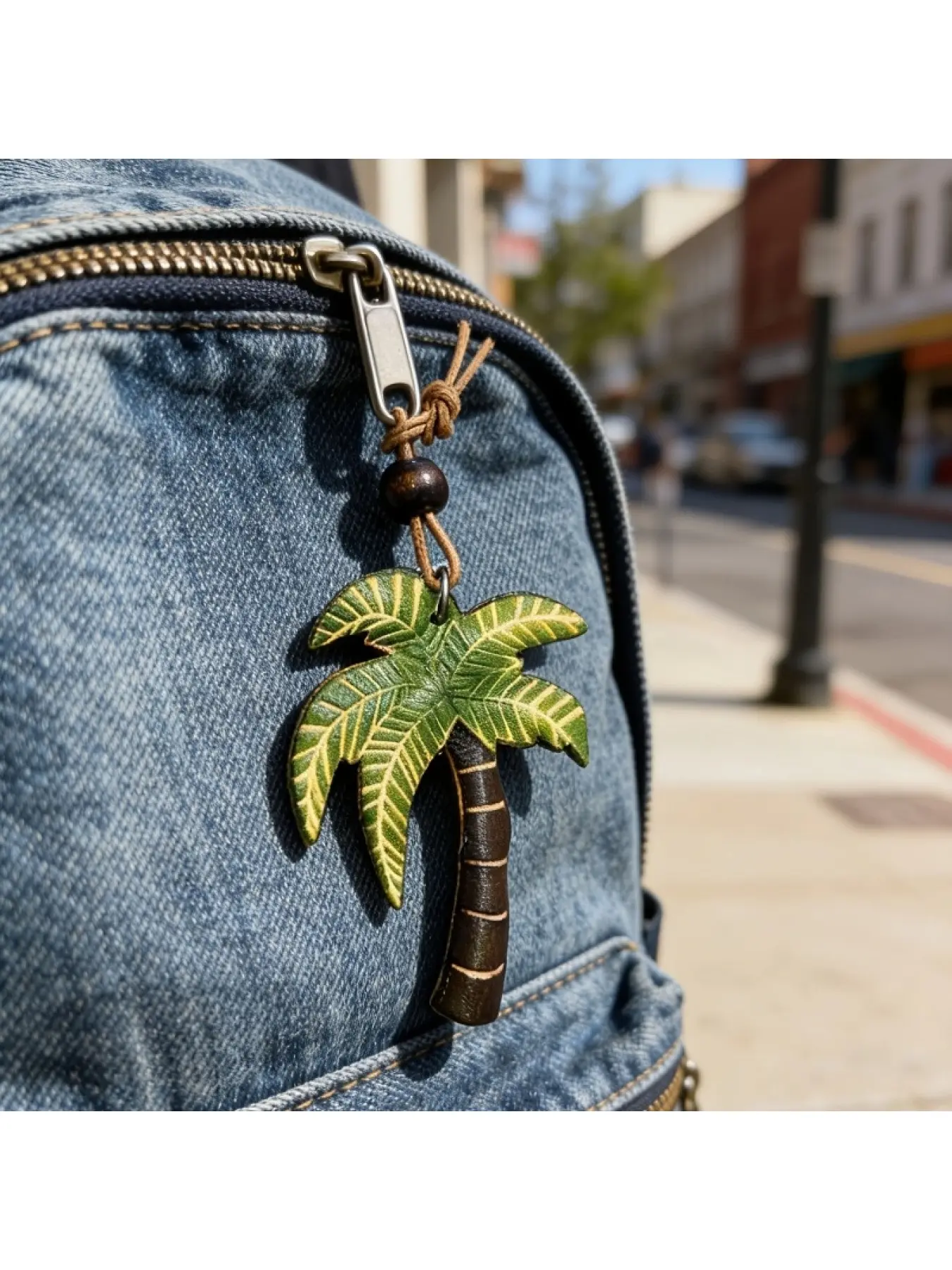Handmade Genuine Leather Palm Tree Keychain, Hand-Painted Tropical Plant Keyring, Vintage Style Car Motorcycle Key Accessory, Unisex Backpack Charm, Cute Bag Pendant, Premium Gift for Women Men, Keychain For Purse, Key Charms