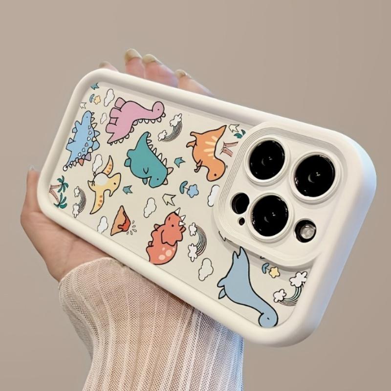 Colorful And Cute Dinosaur TPU Pattern Case for iPhone 16 15 14 Pro Max 13 12 11 XR XS E Plus Shockproof Full Camera Protection Durable slim Silicone Cover
