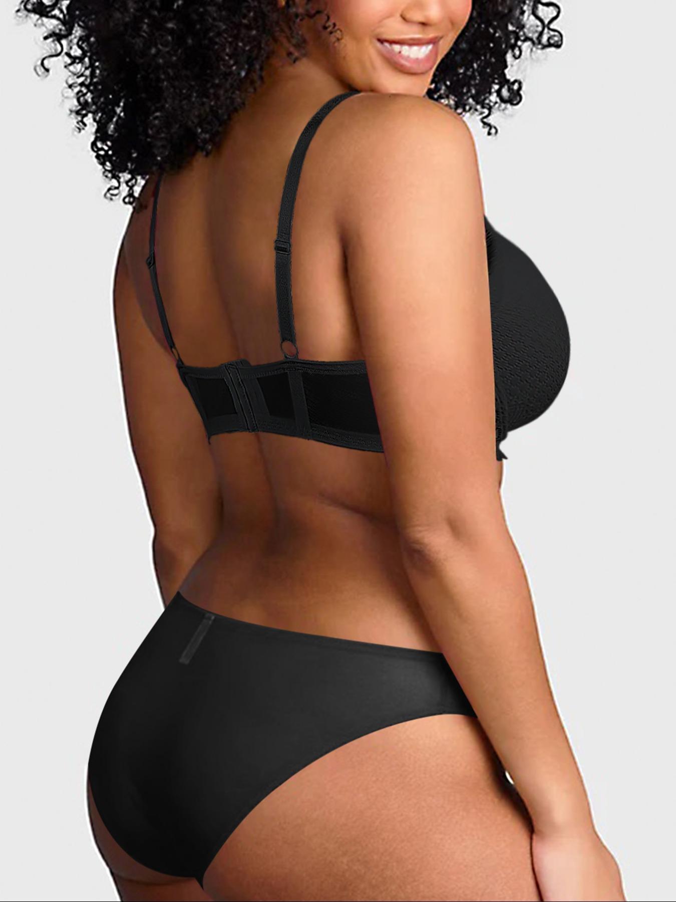 【Plus Size】 Solid Color Push Up Bra, Comfort and Fit Breathable Seamless Underwire Bra, Women's Lingerie for All Seasons