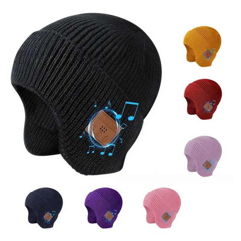 Bluetooth 5.3 Beanie Hat with LED Lights, Unisex Wool Knit Winter Cap with Hidden Speakers & Mic for Music and Hands-Free Calls, Hidden Audio unique christmas birthday gift cordless headphone usb-c fast charge