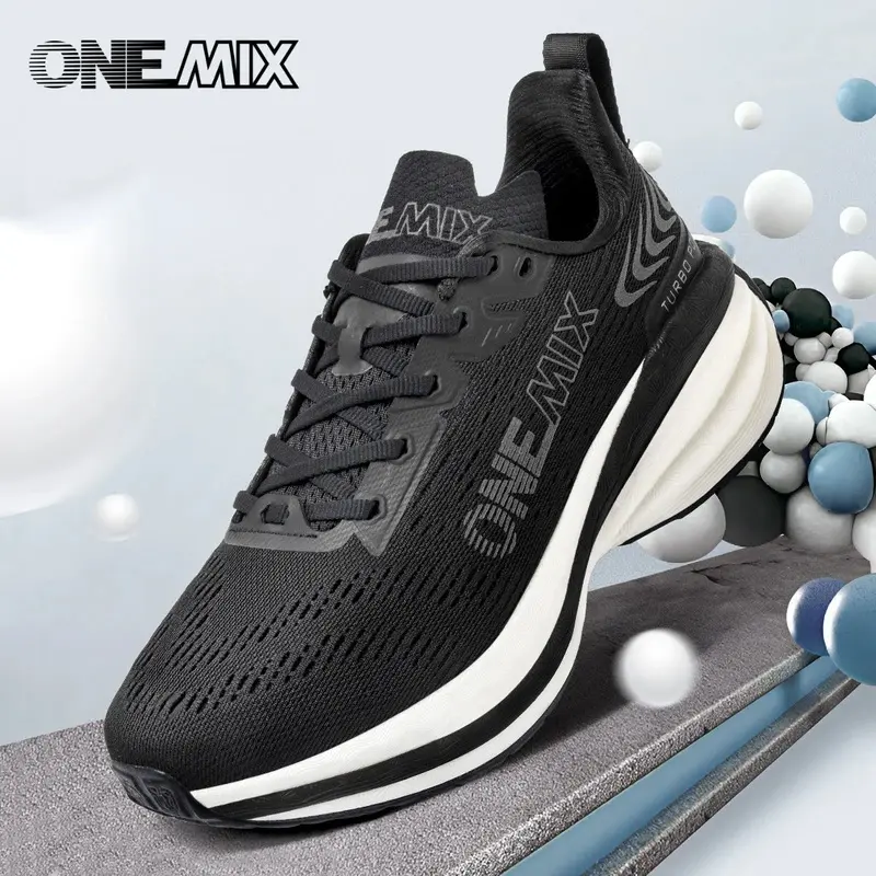 ONEMIX Men's Laces Casual Trainers - Air Cushion Running Shoes, Breathable Mesh, Height Boost, Fashion Fitness Footwear, EU Sizes 35-47, Fitness for Everyone, Lace-Up Fit, Mesh+Elastane