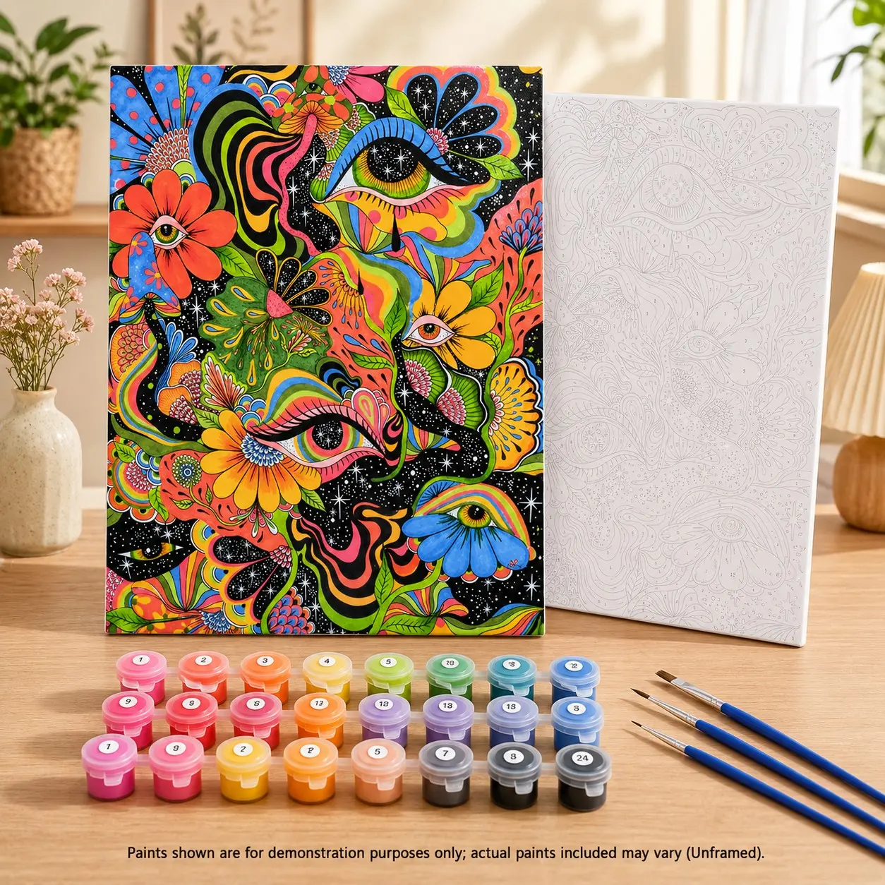 DIY Paint by Numbers Kit, Pop Art Abstract Eye Style, Acrylic Paint Set, 40x50cm, Includes Canvas, Paints, Brushes, No Frame, Perfect for Holidays
