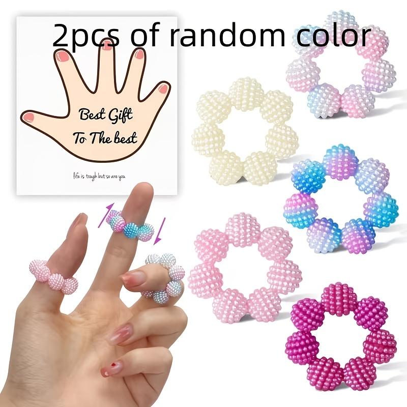 5Pcs sensory spike ring -. Adjustable ring, multi-color and gradual change. Suitable for adults, finger massager. Different touch spike beads decompress rings, available in home, outdoor, school, office, travel and other scenes - various holiday