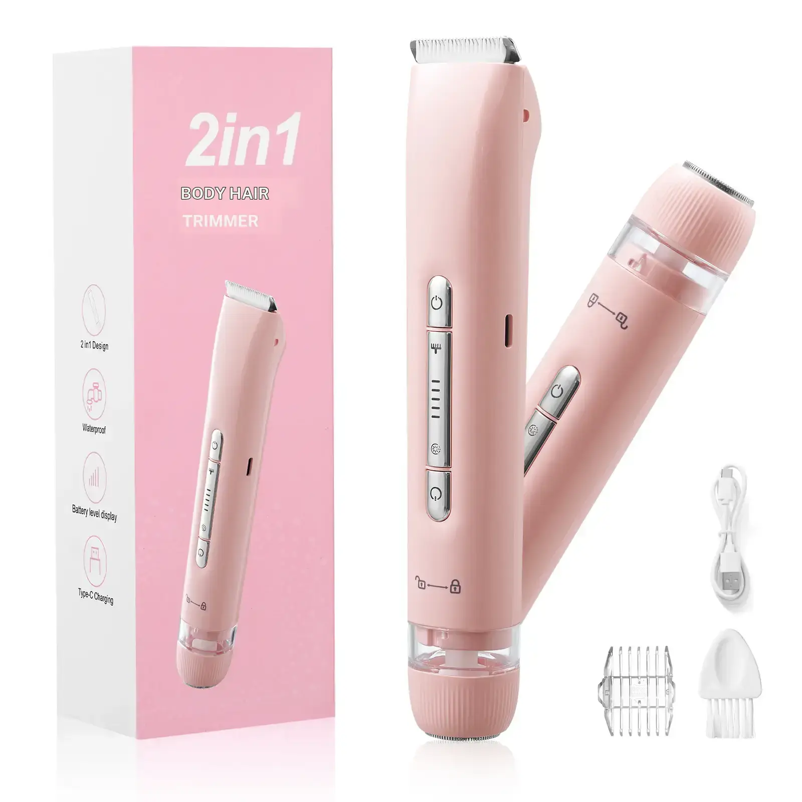 Betypeca Women's Rechargeable 2 in 1 Electric Bikini Trimmer Body & Facial Shaver, Waterproof Wet & Dry Use, Body Care Products, Holiday Gift for Women, Gifts For Women summerwins,father'sdaygifts,summerhairstyles