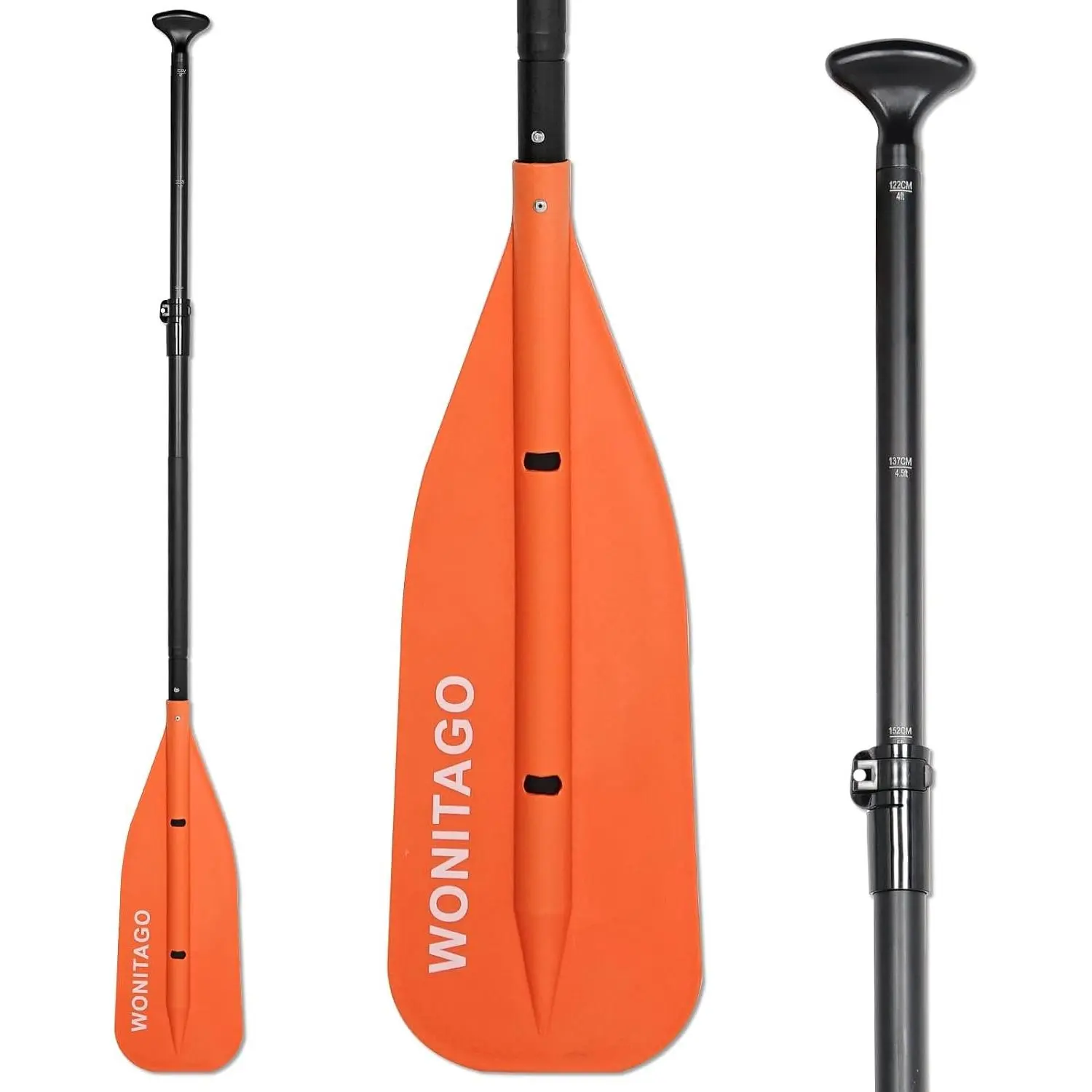 Aluminum Shaft Floating Adjustable Canoe Paddle with PP Blade for Canoeing Boating Rafting, 122-152 cm/4-5 Ft