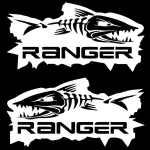 Yjzt Ranger Fish Shape Car Stickers, Pair of Vinyl Decals, /silver Color Options, Large Size, Ideal for Pickup Trucks and Fishing Boats